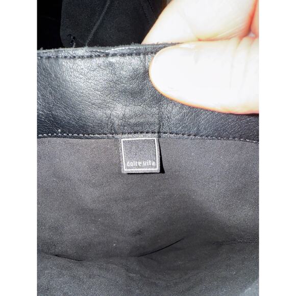 Dolce Vita Black Izie Fringe Pointed Toe High Shaft High-heel Suede Boots, 8 - Picture 11 of 12